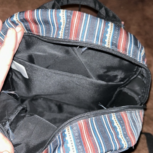 Volcom Moonstone Mini Backpack / Rucksack Red and Blue Striped - Picture 6 of 7